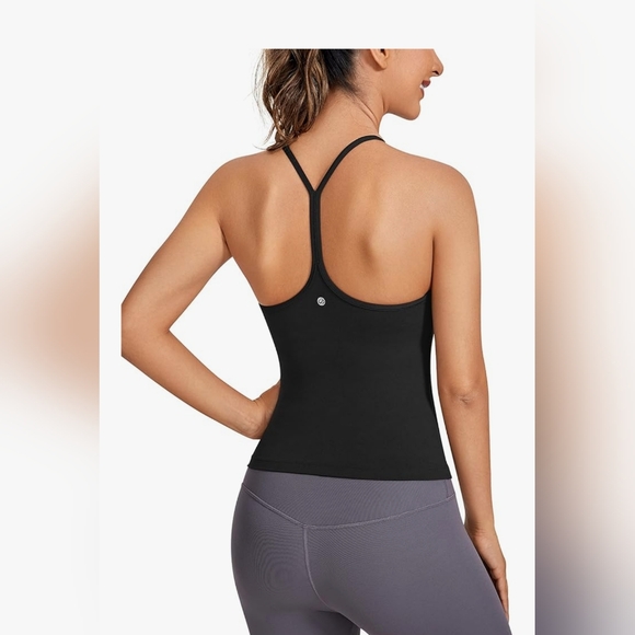 CRZ YOGA Tops - CRZ YOGA Scoop Neck Spaghetti Strap Padded Slim Camisole Tank, Black, Sz XL